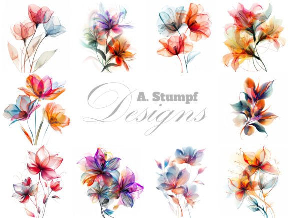 Download Abstract Flowers Watercolor Clipart Set - Set Collection