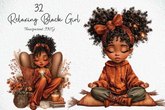 Download Relaxing Black Girl Clipart Set - Relaxing Collection