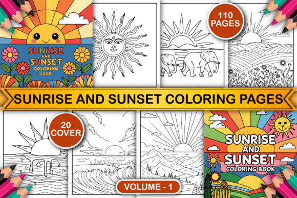Download Sunrise and Sunset Coloring Pages V-1 - Set Collection