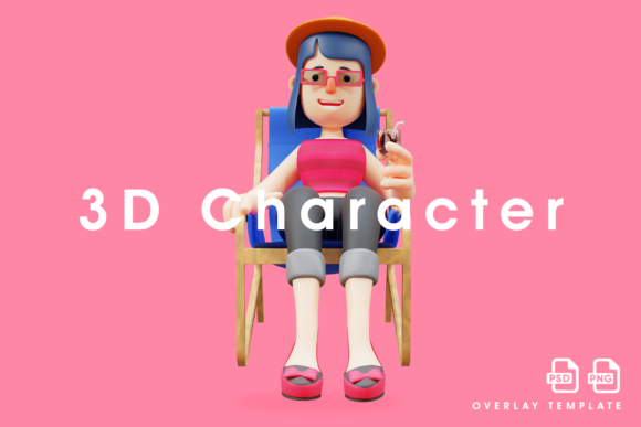 Download 3D Lady Relaxing with a Glass of Wine - Premium Resources