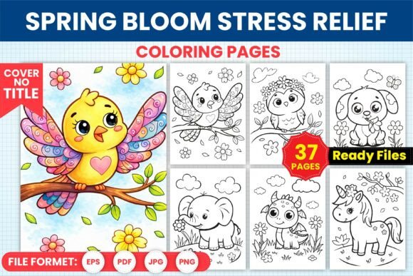 Download Spring Bloom Stress Relief Coloring Page - Stress relief coloring Collection