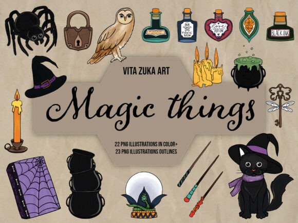 Download Magical Witch Shelf Clipart Set - Set Collection