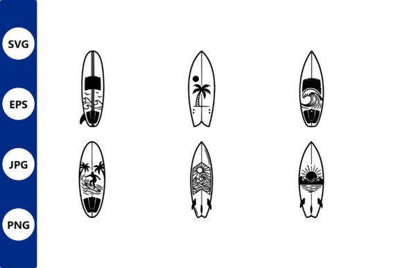 Download Surfboard Tropical Line Art Set - Set Collection