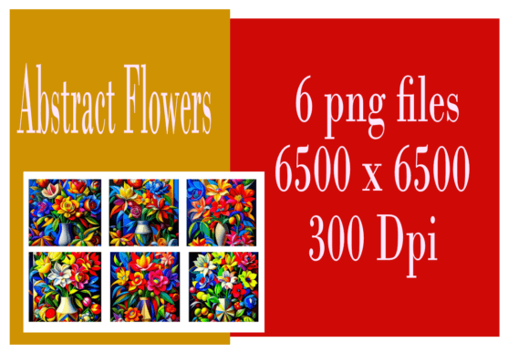 Download Abstract Flowers in a Vase Set of 6 - Set Collection