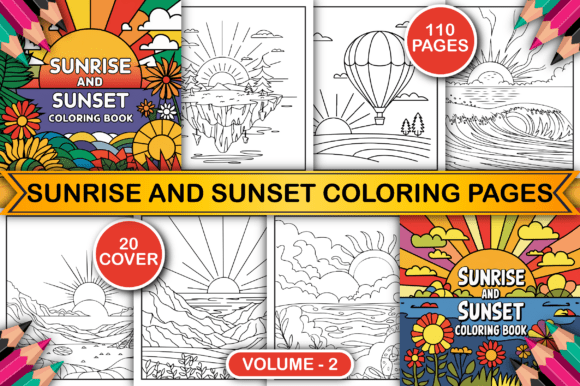 Download Sunrise and Sunset Coloring Pages V-2 - Set Collection