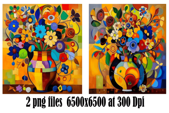 Download Abstract Flowers Picasso Style Set of 2 - Set Collection